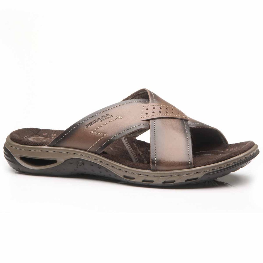 Chinelo Masculino Ortopédico Confortável Couro P