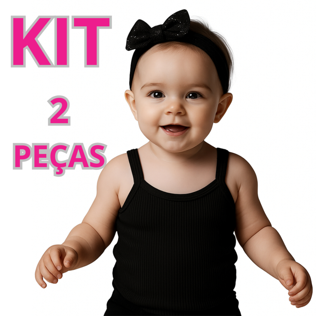 kit 02 blusinhas de alça infantil ribana canelada