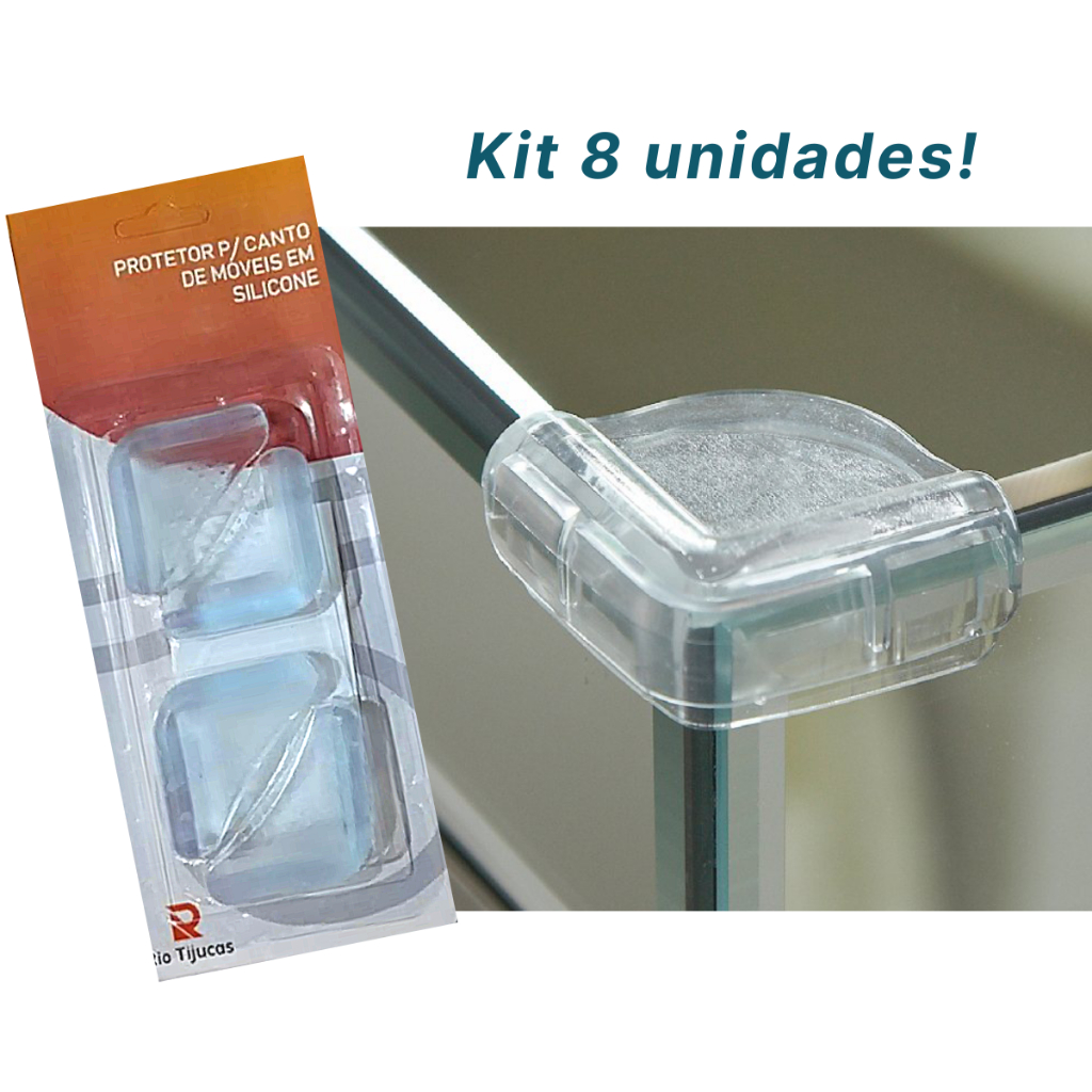 Kit 8 Peças Protetor Silicone Canto Quina De Mesa