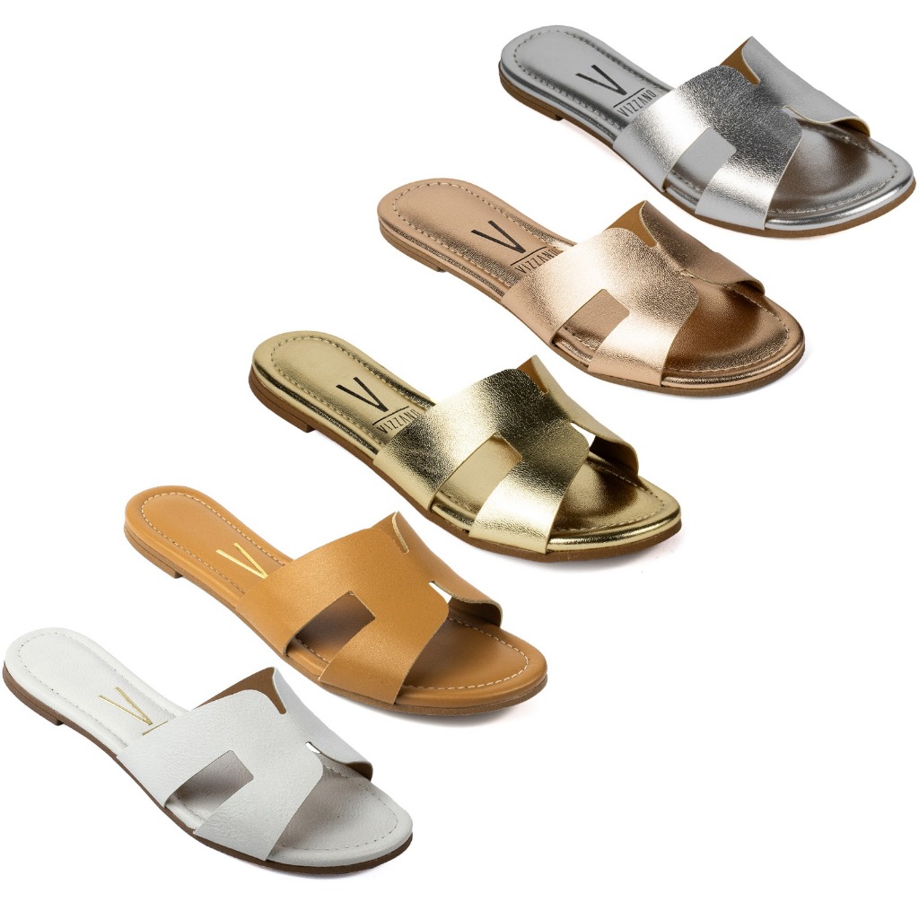 Sandália Rasteirinha Vizzano Feminina Brilho Orig