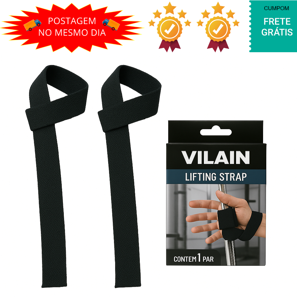 Tala Strap Musculação Academia Preto Fita Treino