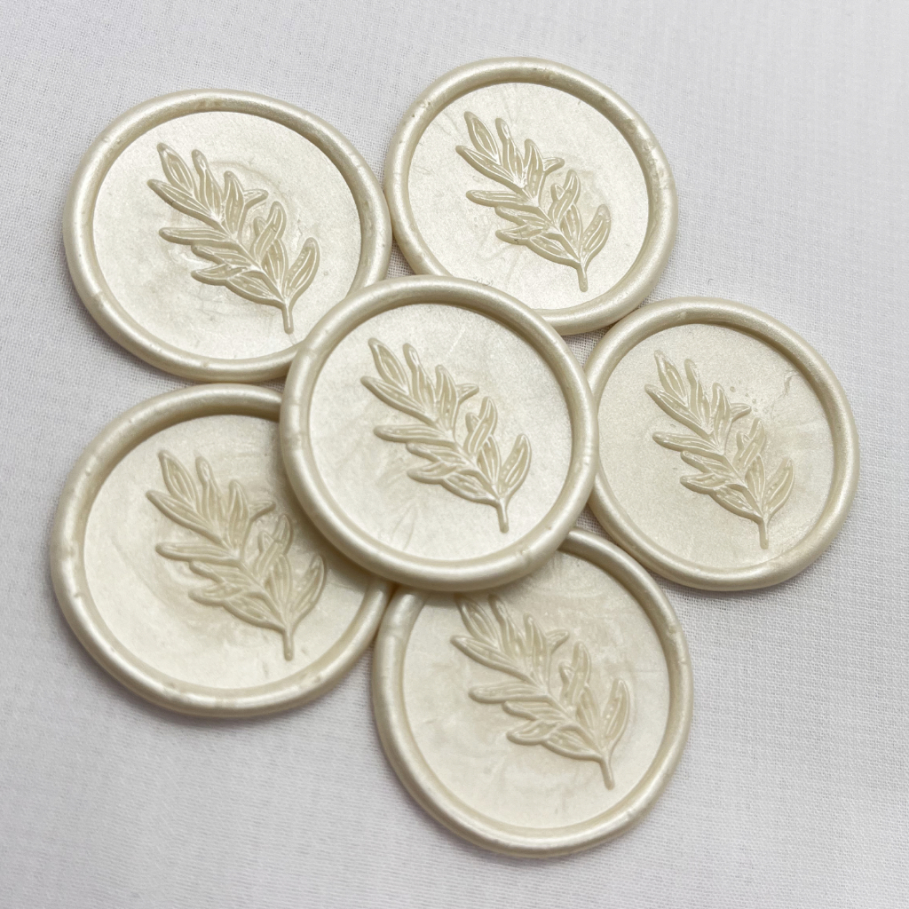 10 Lacres de Cera Branco Perolado para Convite de 