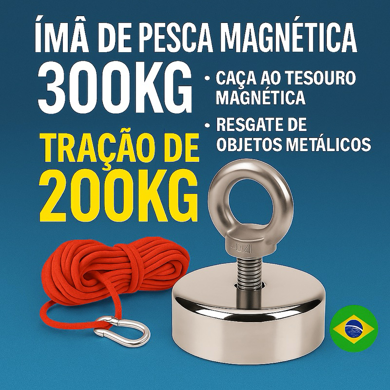 Imã De Neodímio Pesca Magnetica Até 200 Kilos D
