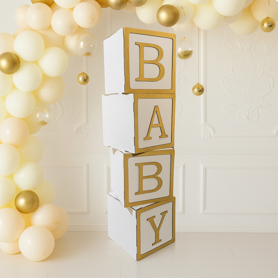 Cubo Baby Pintado DOURADO / Decoração de Festa &