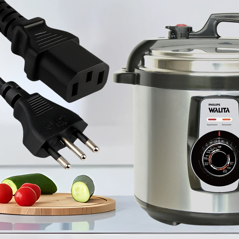 Tomada Para Panela Elétrica 3 Pinos 10A 1,5m Cabo