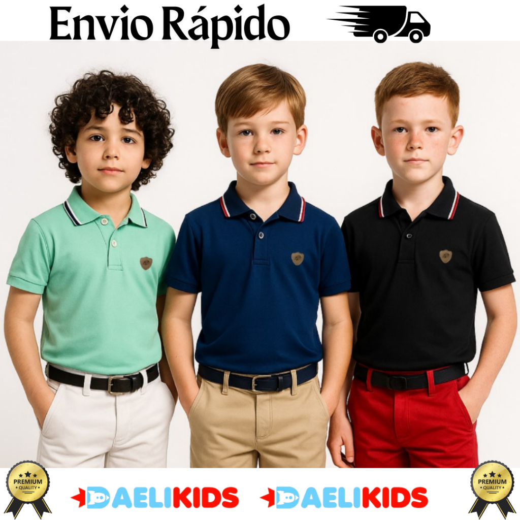 Camiseta Polo Infanto Juvenil para Meninos Tecido 