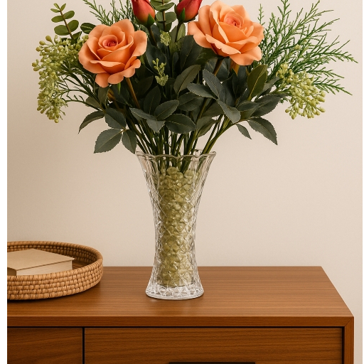 Vaso De Vidro Alto Relevo Decoração Ambientes Fl