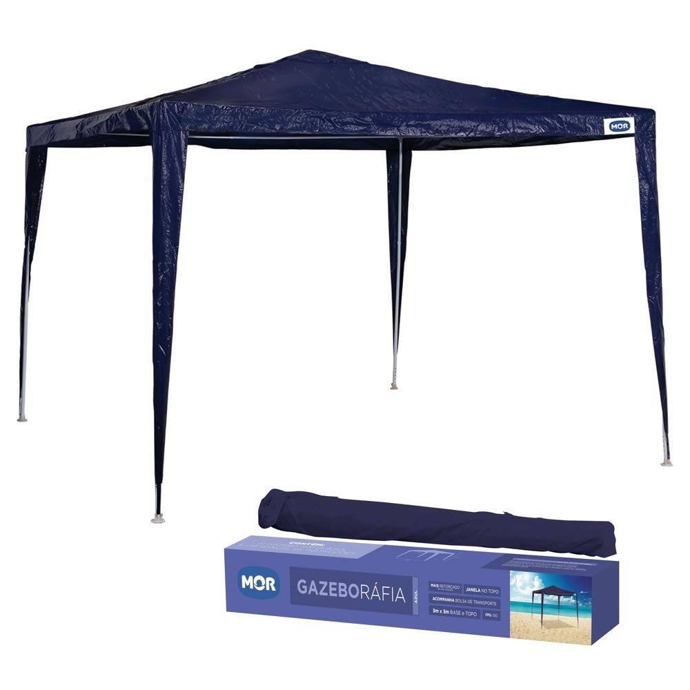 Tenda Gazebo Desmontável 3x3m Barraca Rafia Azul