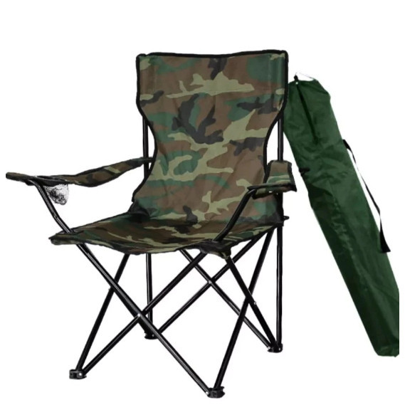 Cadeira Dobrável Aço Inox Com Porta Copos Pesca 