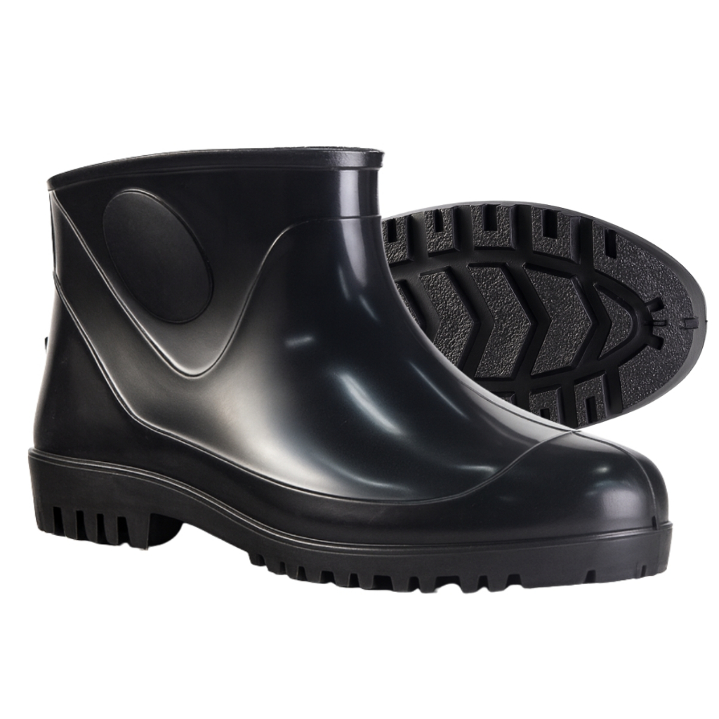 Bota de Borracha Cano Curto Preta Impermeável Ant