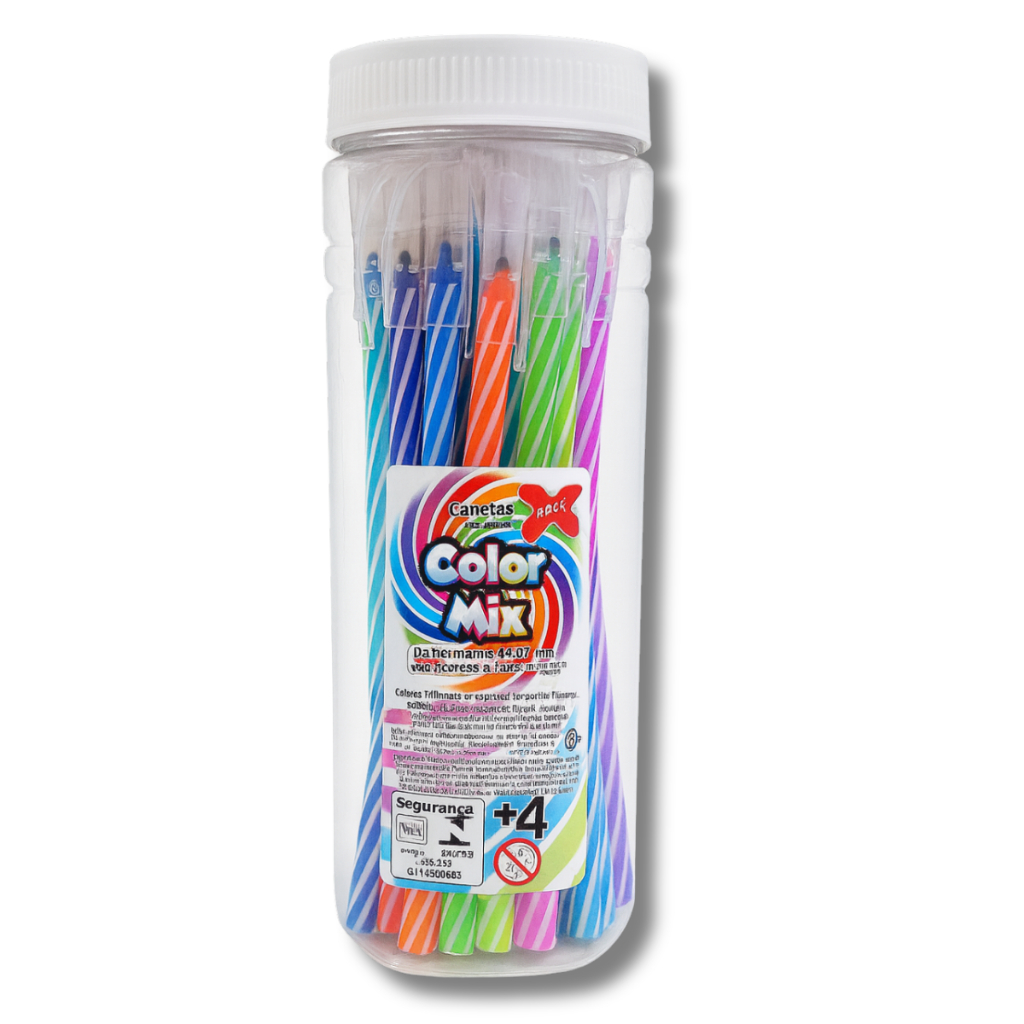 Caneta Esferográfica 0,7mm Pote 24 Unidades Cores