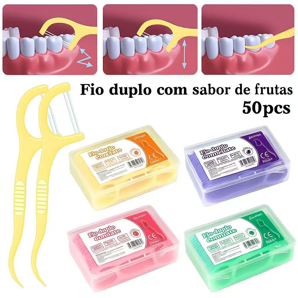 200 palitos de fio dental sabor frutas ultrafinos 