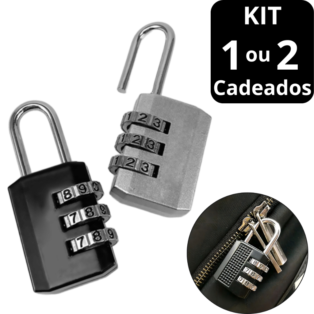 Kit Cadeados 1 Ou 2 Unidades Com Senha Segredo Có
