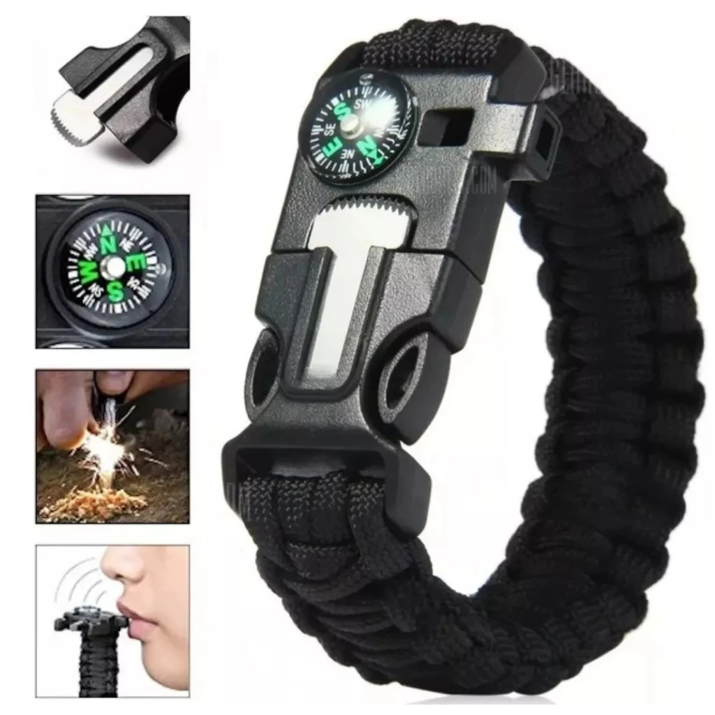 Bracelete de Sobrevivência Paracord com Pederneir