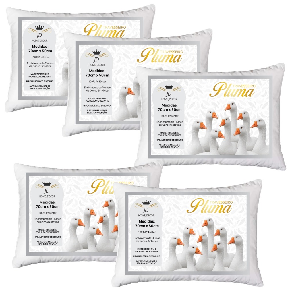 Kit Travesseiros Penas E Plumas De Ganso Anti Aler