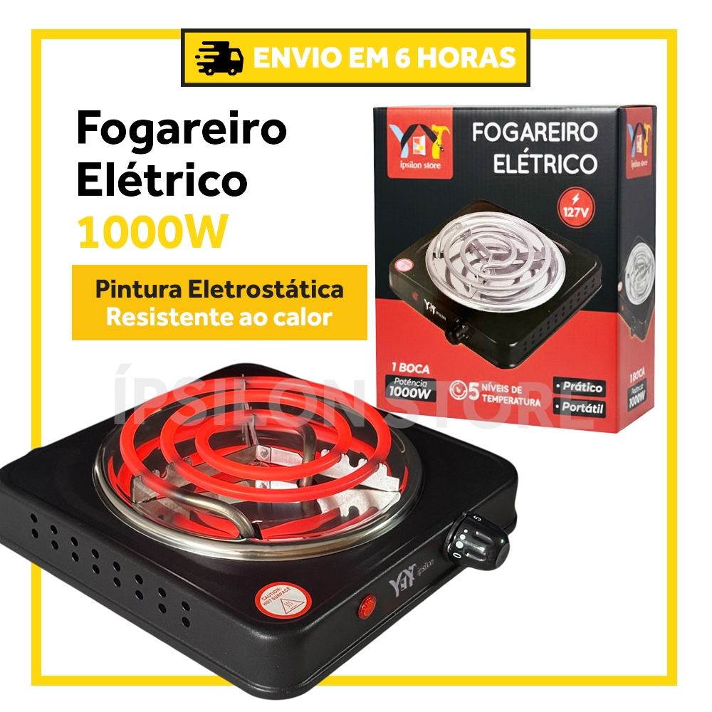 Fogao Fogareiro Eletrico 1000w 1 Boca Portatil Cam