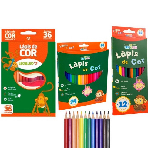 Lápis de Cor Escolar Caixa com 12 24 36 Cores Sex