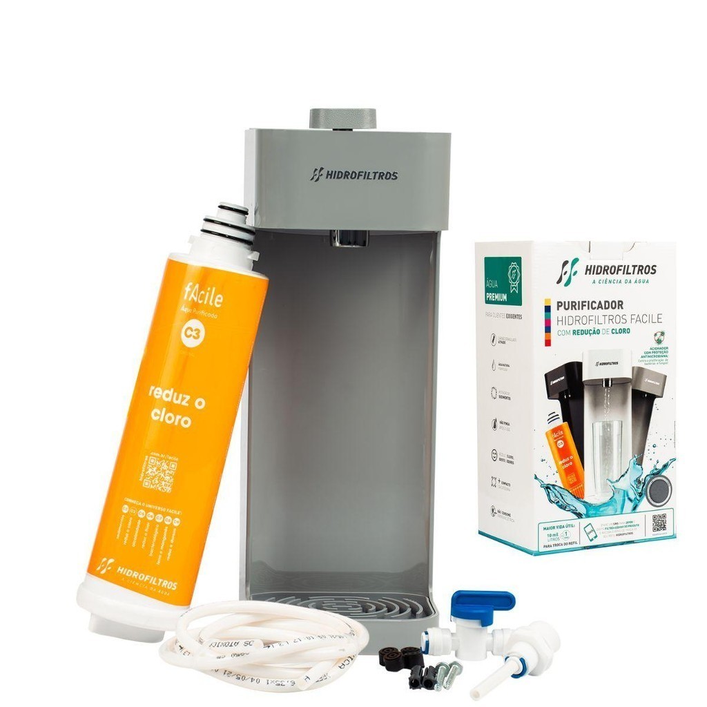 Purificador Cinza Filtro De Água Com Refil Facile