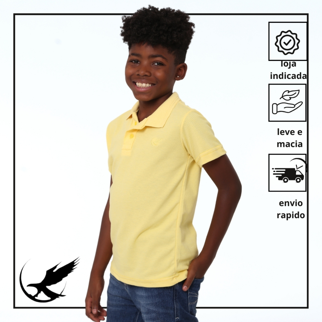Camisa Gola Polo Infantil Manga Curta Piquet Premi