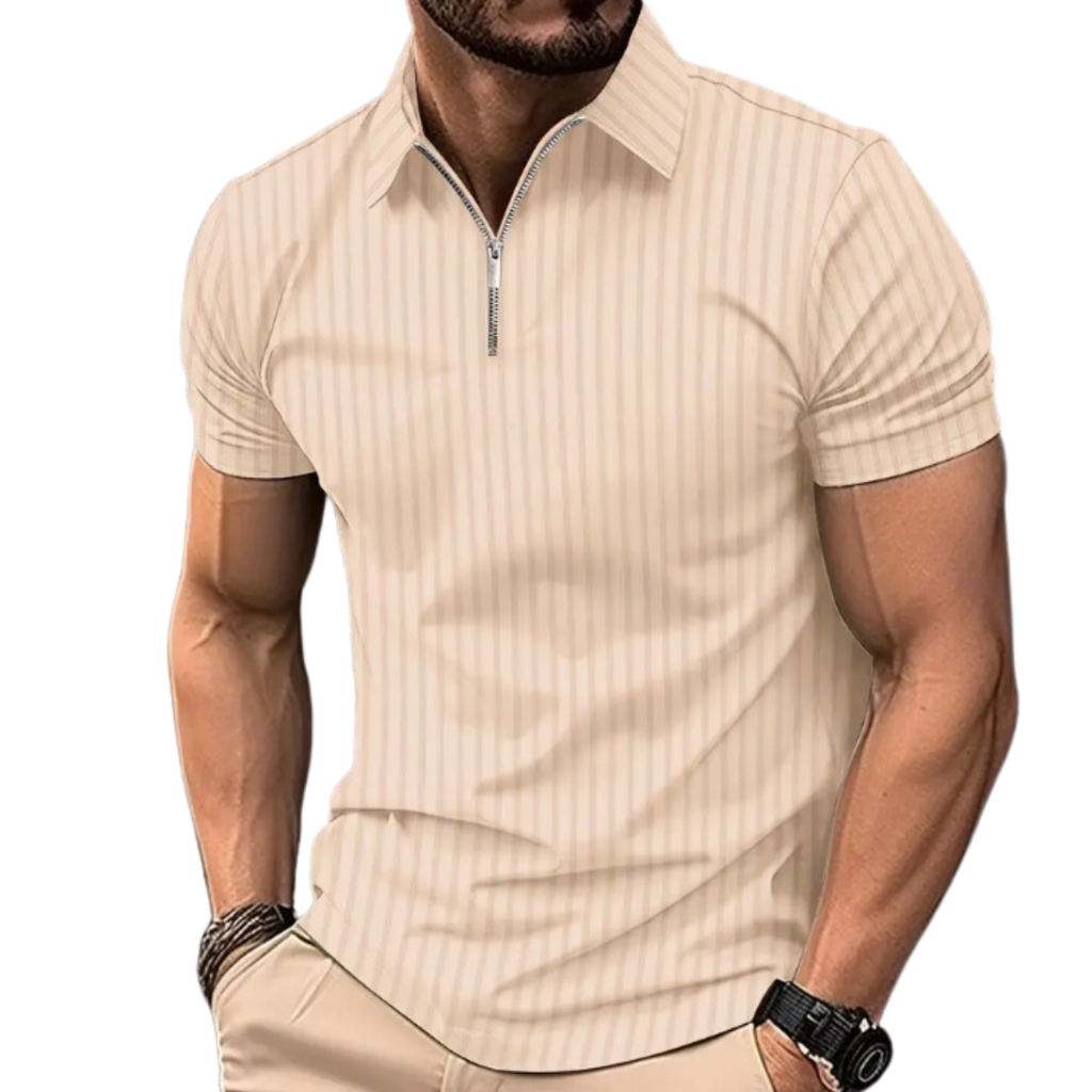 Camiseta Polo Manga Curta Com Ziper Masculina Malh