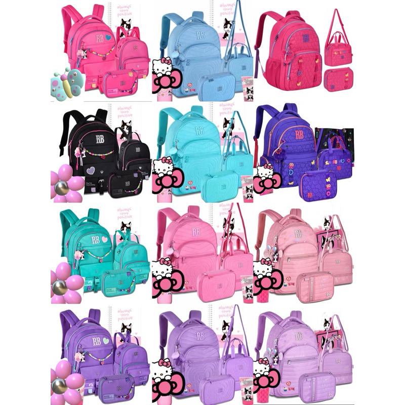 Kit mochila Escolar RB e Luluca, kit carrinho RB e