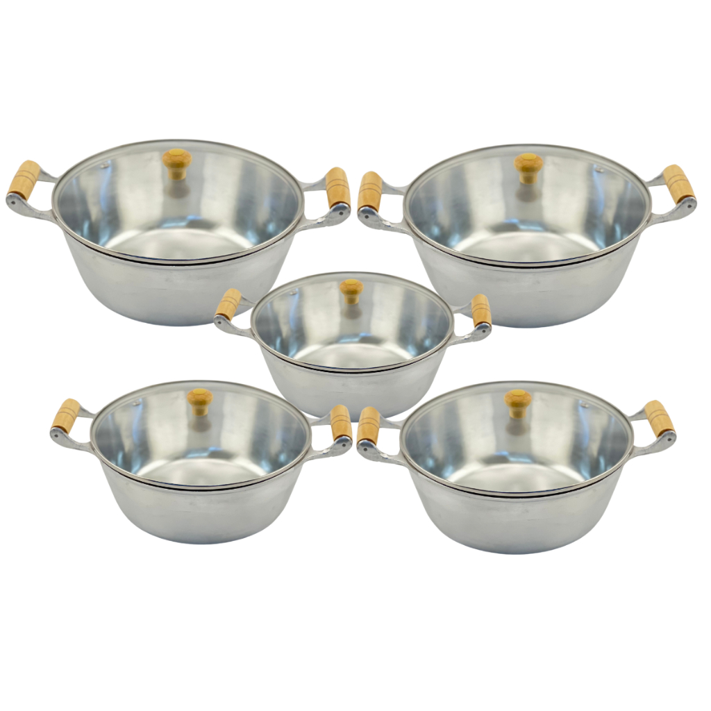 Jogo De Panela Polido Tampa De Vidro Temperado Alu