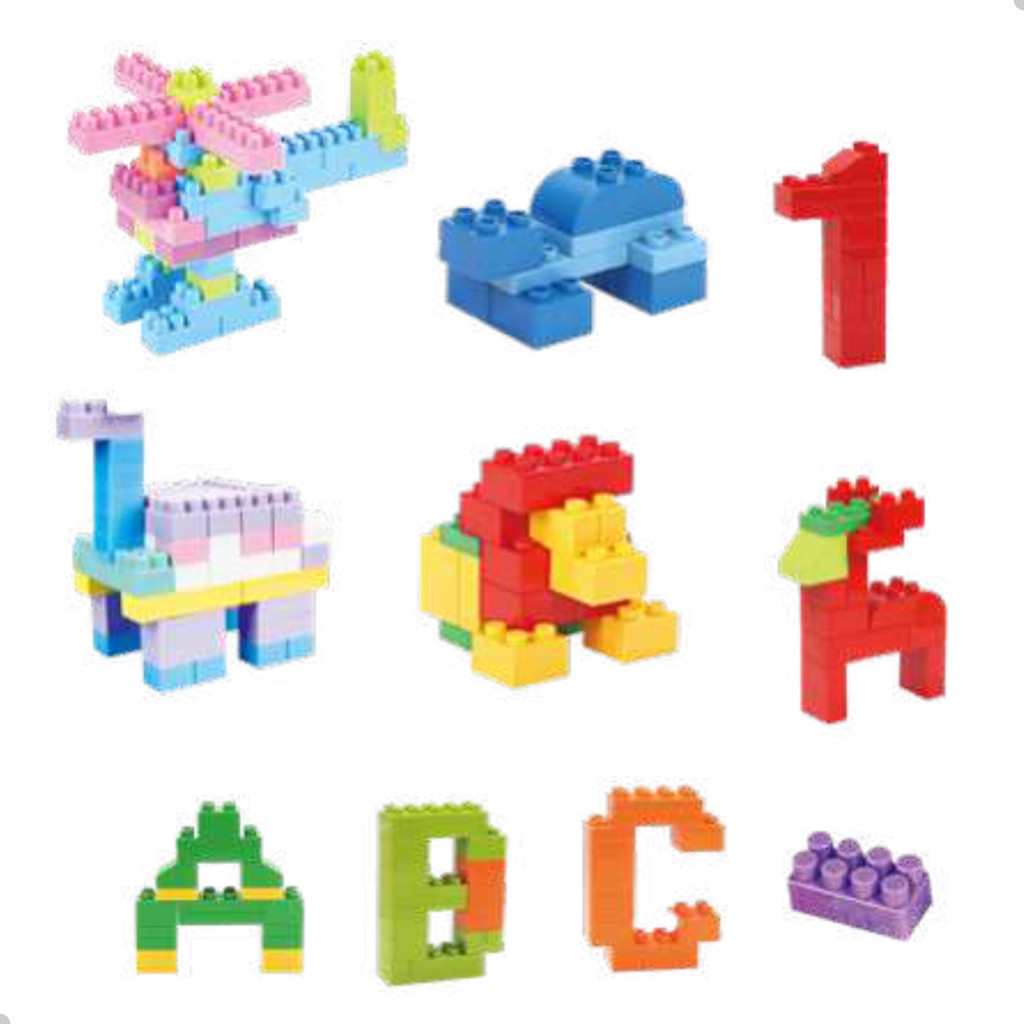 Kit Bloco de Montar 100 Peças Plastico Colorido D