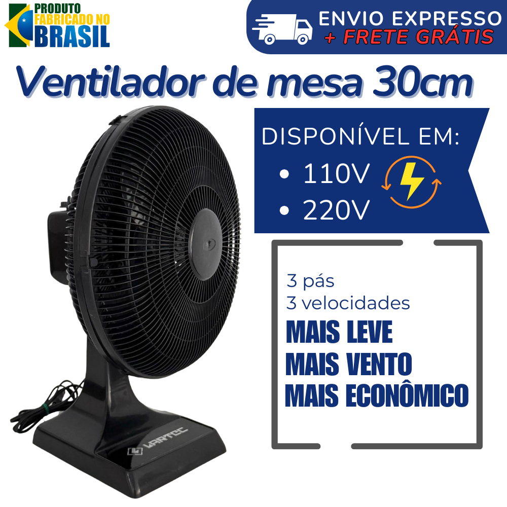 Ventilador Oscilante De Mesa 30cm Lartec3 Pás 45W