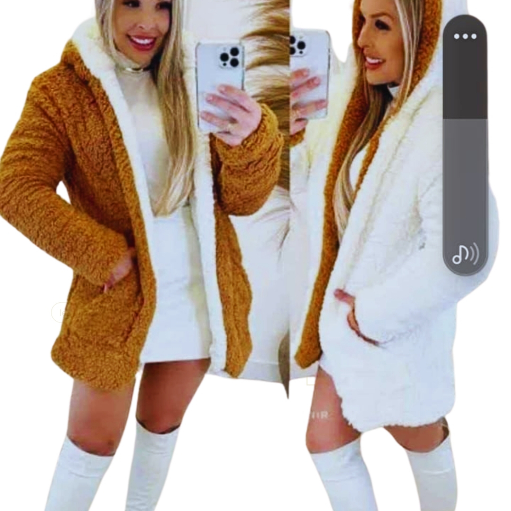 CASACO TEDDY LONGO COM CAPUZ INVERNO