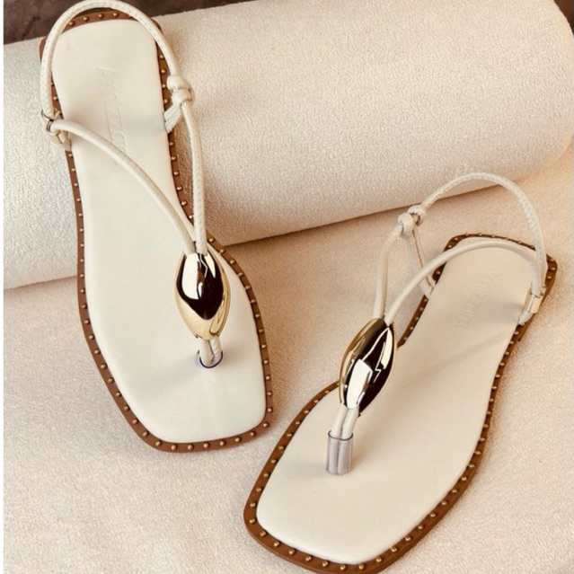 Chinelo Rasteirinha Amendoa Lesma Ajustavel Femini