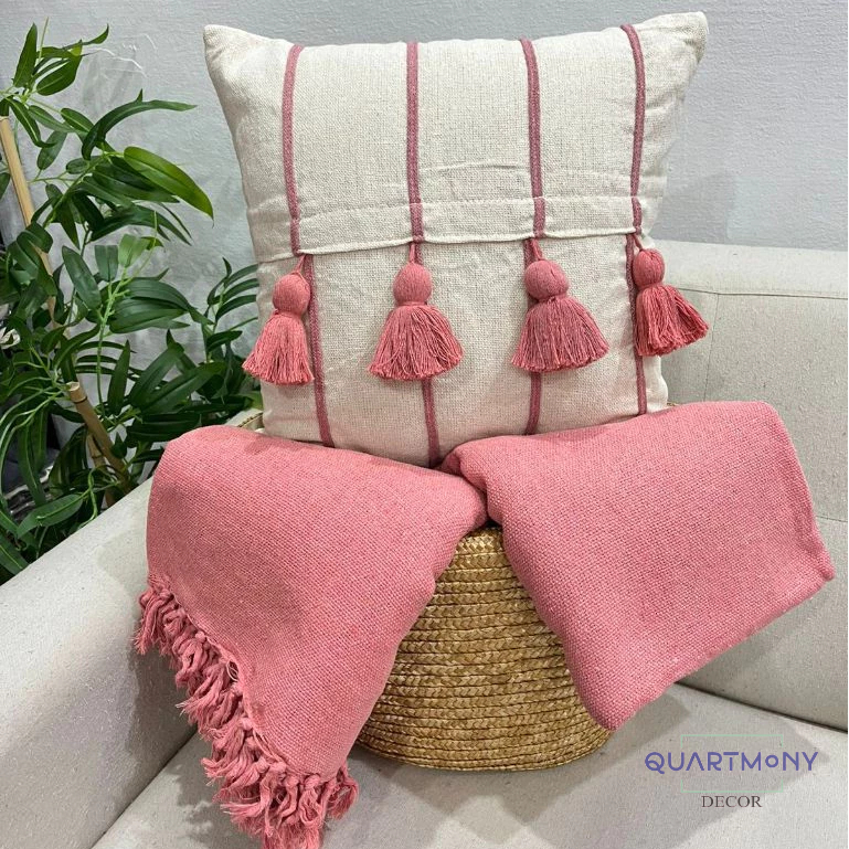 Kit Capa Almofada Pompom (1 Capa + 1 Manta) Listra