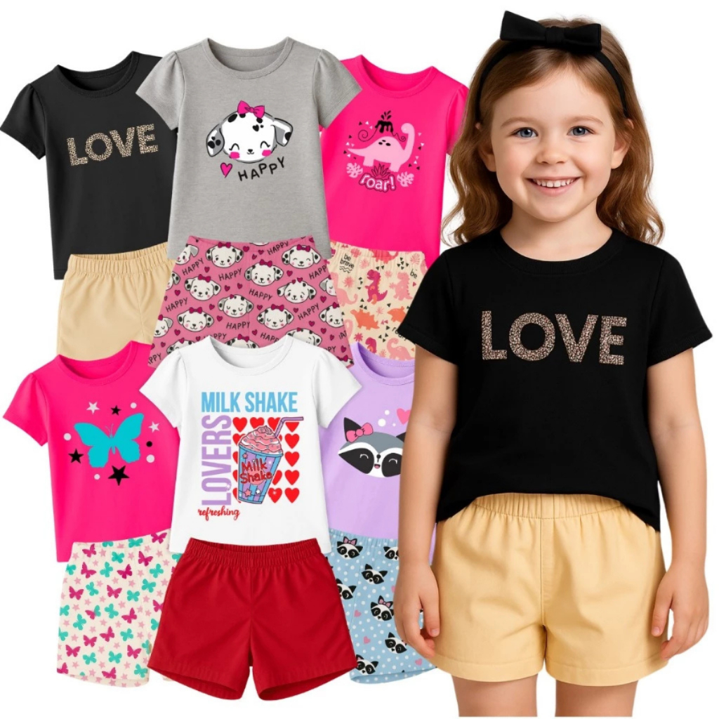 Kits Peças de Roupa Infantil Verão Menina Conjun