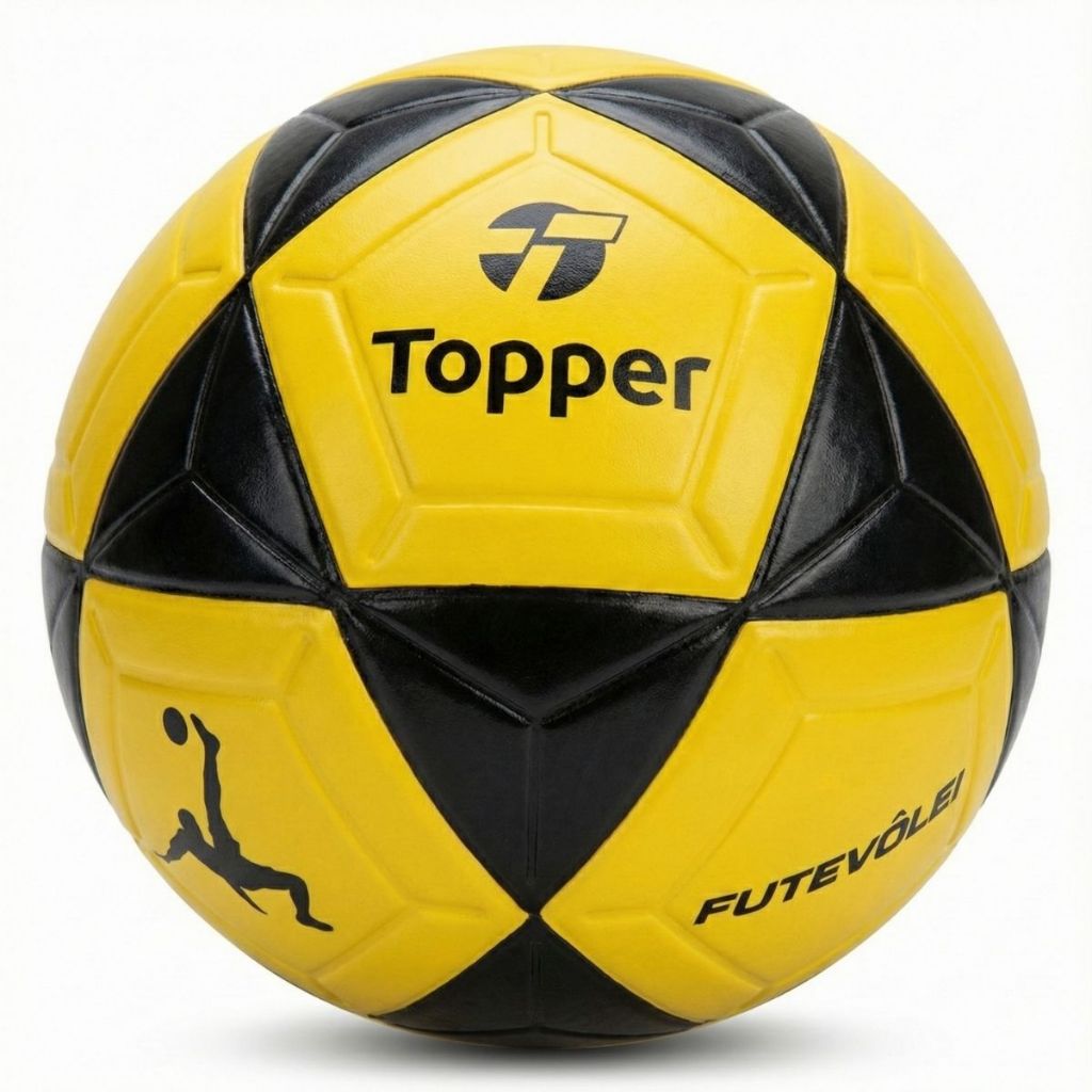 Bola de Futevôlei Profissional Topper R1 Preta e 