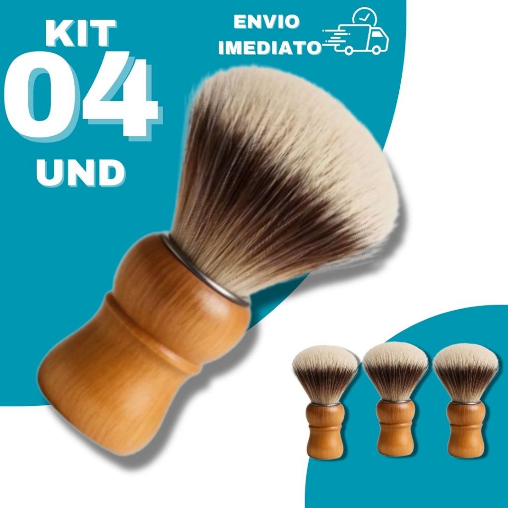 Kit 04 Pincel de Barbear 10cm Cerdas Macias Acess�