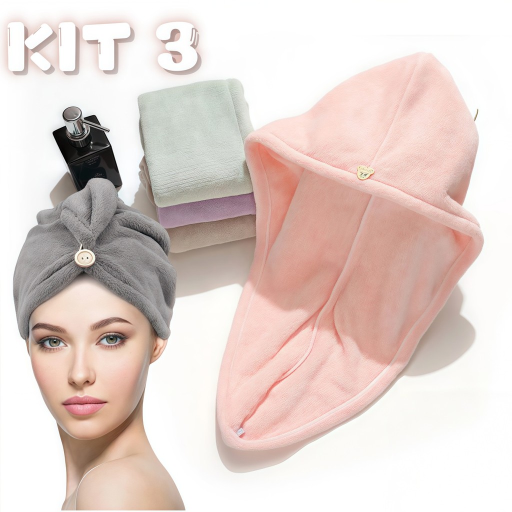 KIT 3 PCS Toalha De Cabelo Banho Toalha Grossa Má