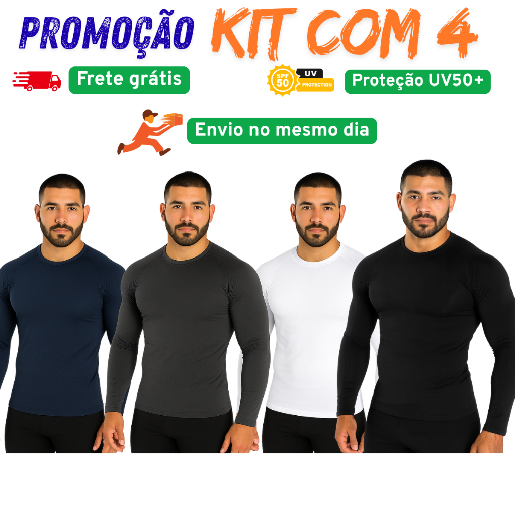 Kit Camisa Térmica Proteção Uv50 Corrida Nataç