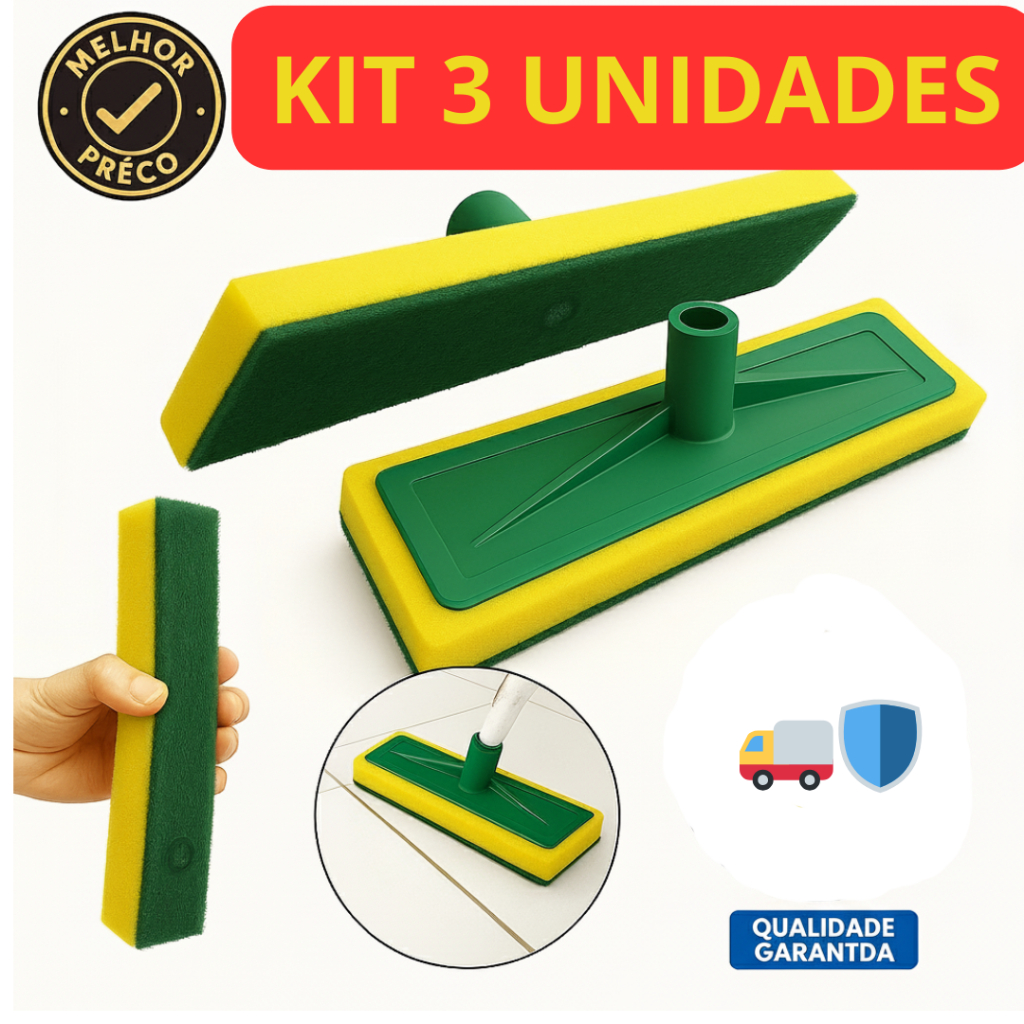 Kit Lava Piso Azulejo Esfregão Esponja Abrasiva l