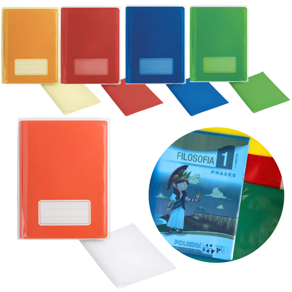 Kit 10 Capa P/ Caderno Brochurão Protege Transpar