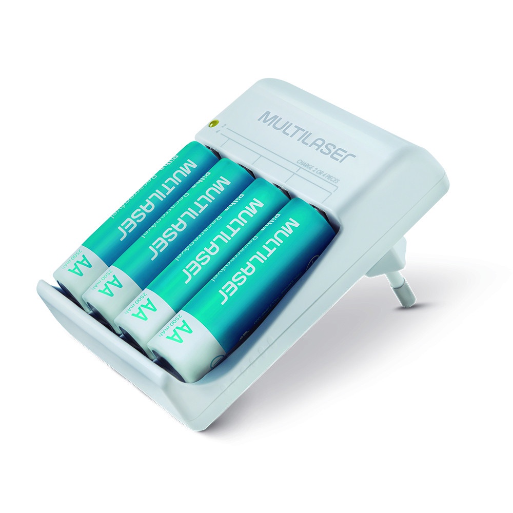 Carregador de Pilhas Aa/Aaa + 4 Pilhas Aa 2500Mah 
