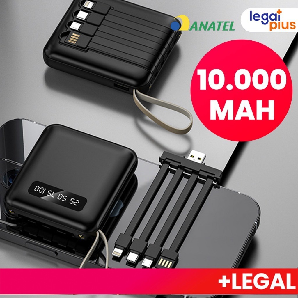 Carregador Portátil 10000mah con 4 cables de carg