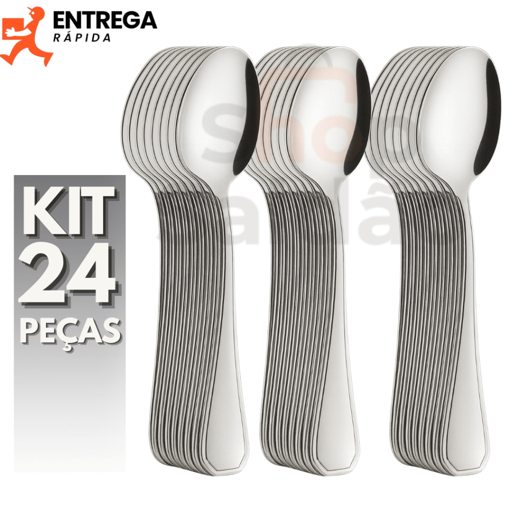 Kit 24 Colher de Mesa Inox Jogo de Talhares Cozinh
