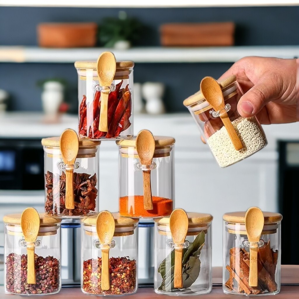 Kit com 3, 5, 8 ou 10 Potes de Vidro Tampa Hermét