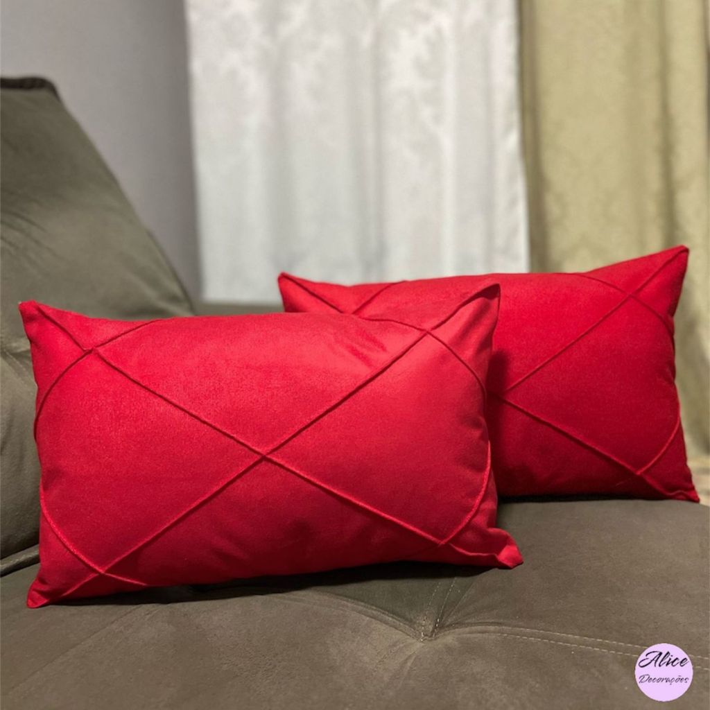 Kit 02 Almofadas Retangular Baguete Cheia em Suede