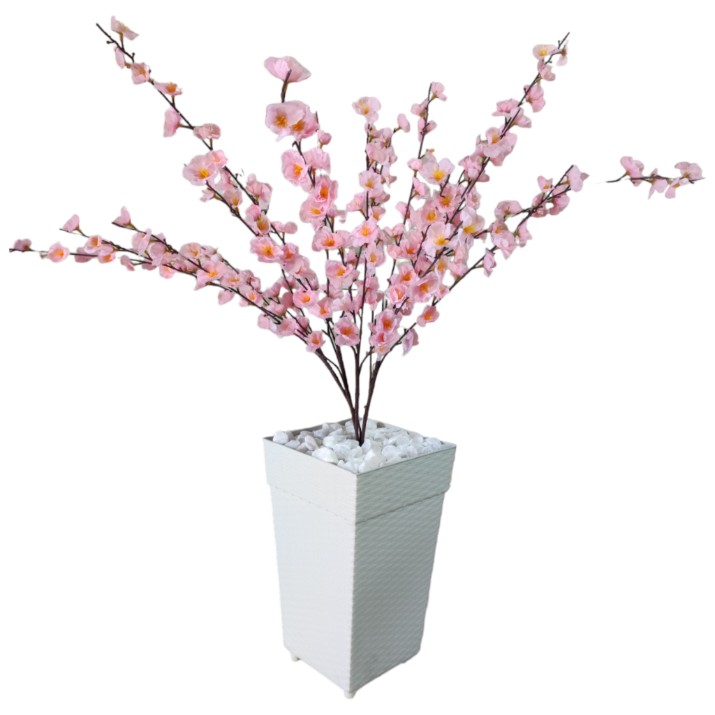 Planta Artificial Cerejeira Rosa Bebe Com Vaso De 