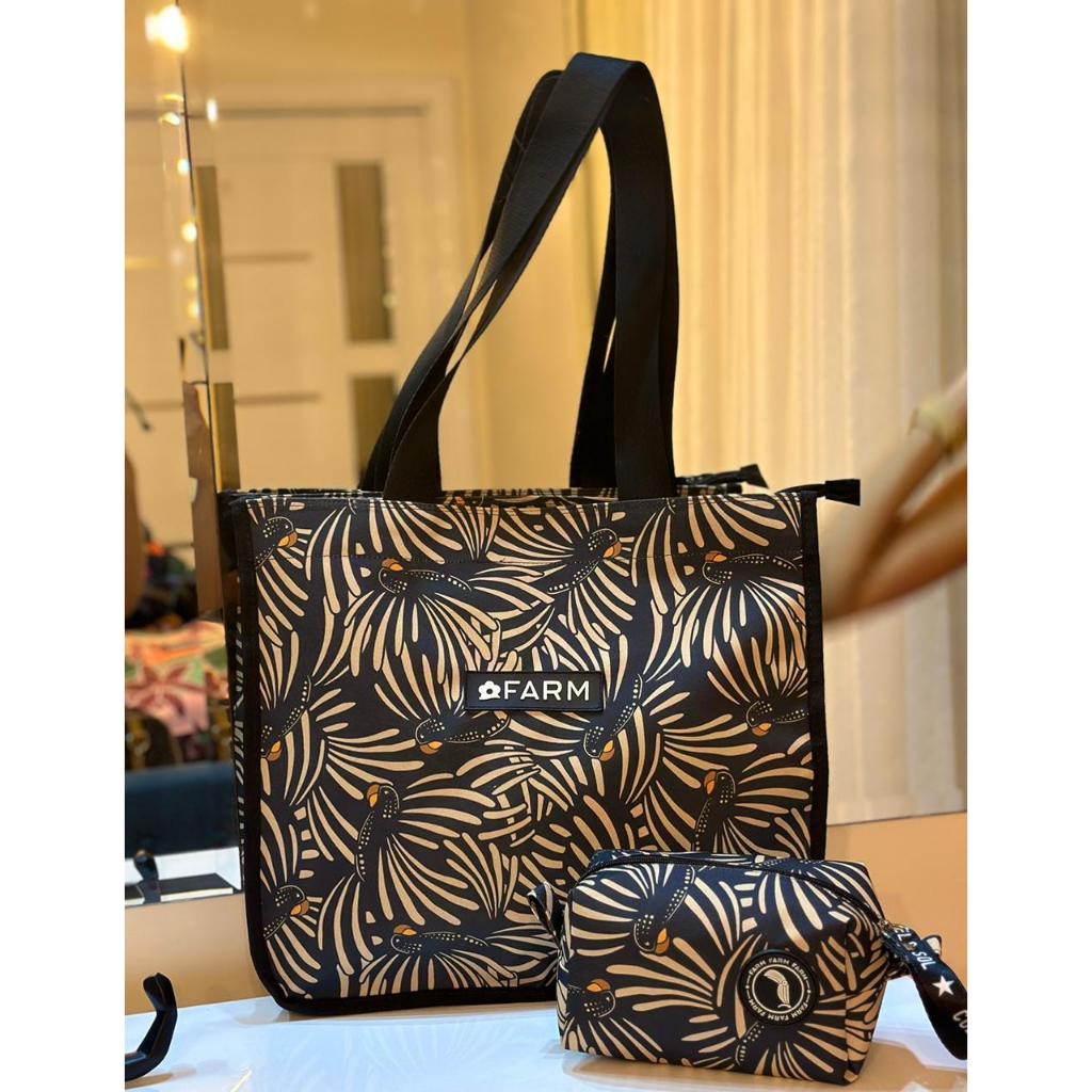 Kit Sacola Grande + Necessaire Colorida Estampada 