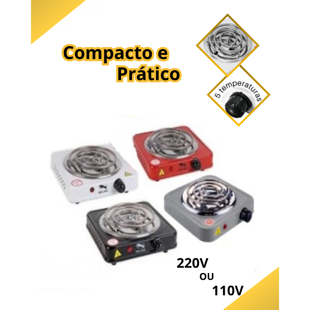 Fogao Fogareiro Eletrico 1000w 1 Boca Portatil Cam
