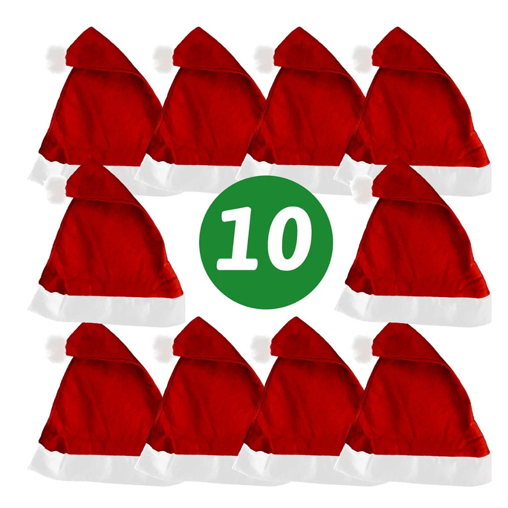 Kit 10 Gorro De Natal Feltro Papai Noel Vermelho T