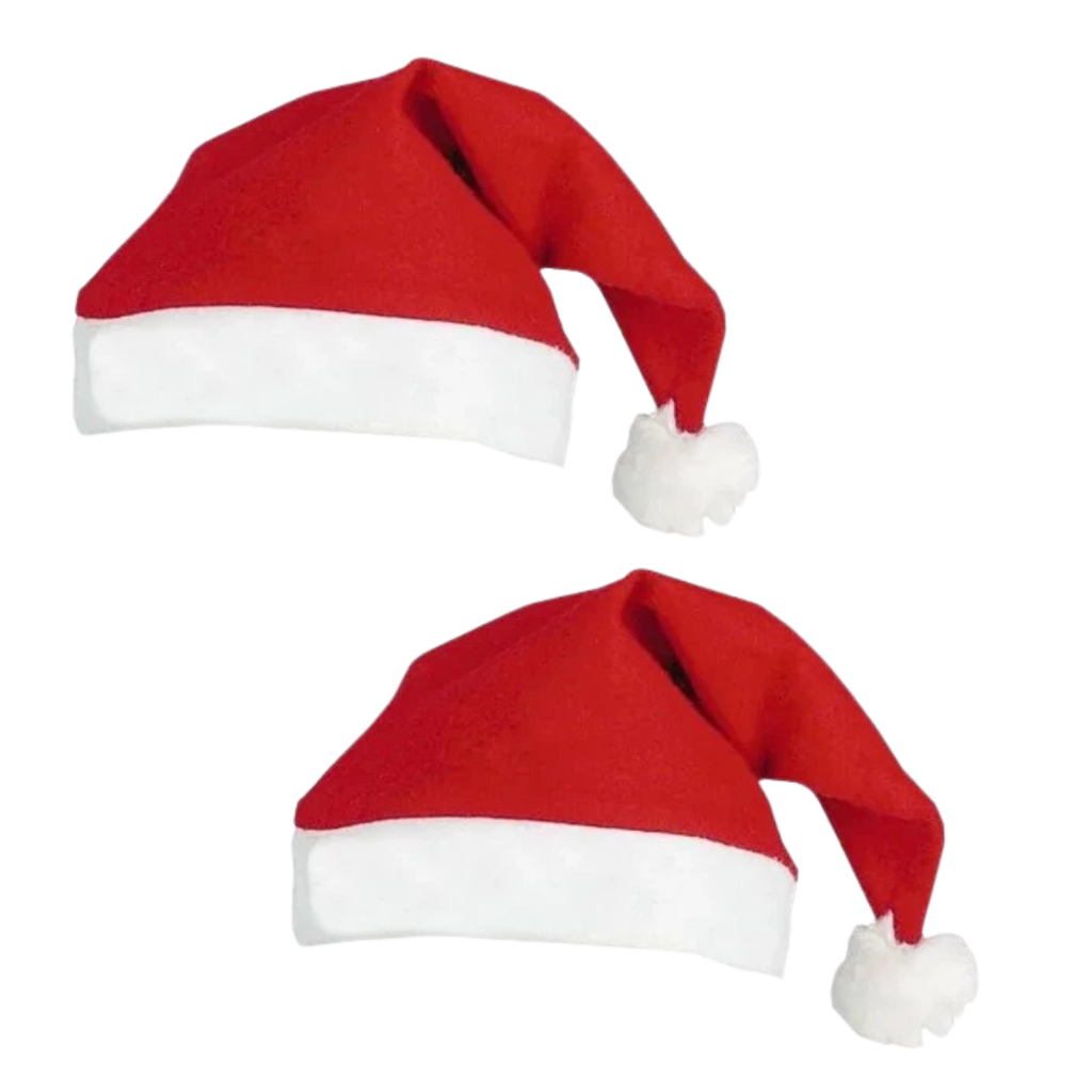 KIT COM 02 GORROS PAPAI NOEL DE NATAL  PARA ADULTO