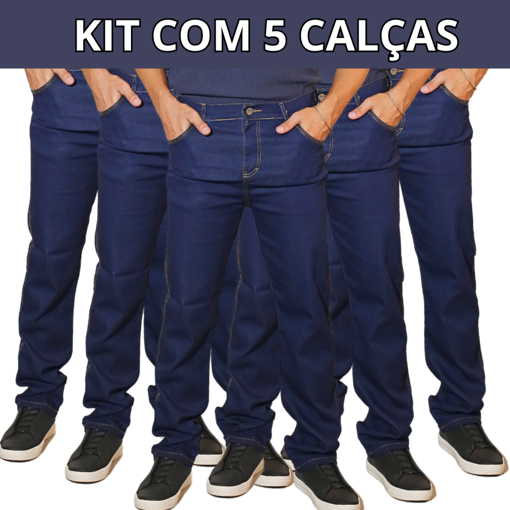 Kit 5 Calças Jeans Masculina Trabalho/Passeio Ela