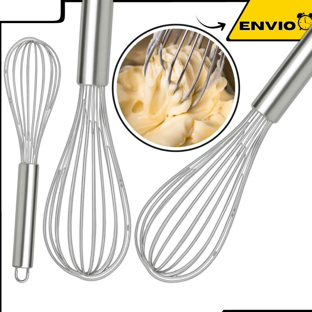 Fouet Inox Batedor Manual para Ovos Claras Massas 